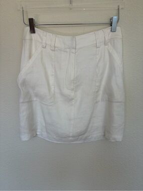 Quince White Linen-Blend High-Waist Mini Skort | S